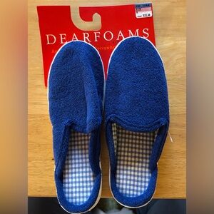 Dearfoams Navy Terry Slip-On Slippers new – size 8